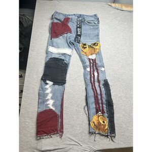 Pacsun Unisex Stacked Ergo Custom Patchwork‎ Bear Jeans 30x25